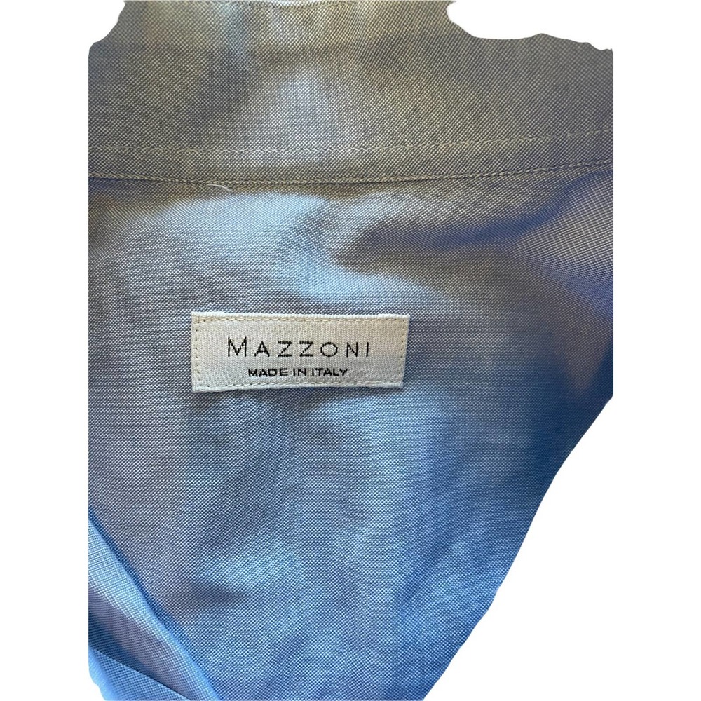 Mazzoni Light Blue Dress Shirt 16 34/45 Made in Italy 100% Cotton - Picture 5 of 10